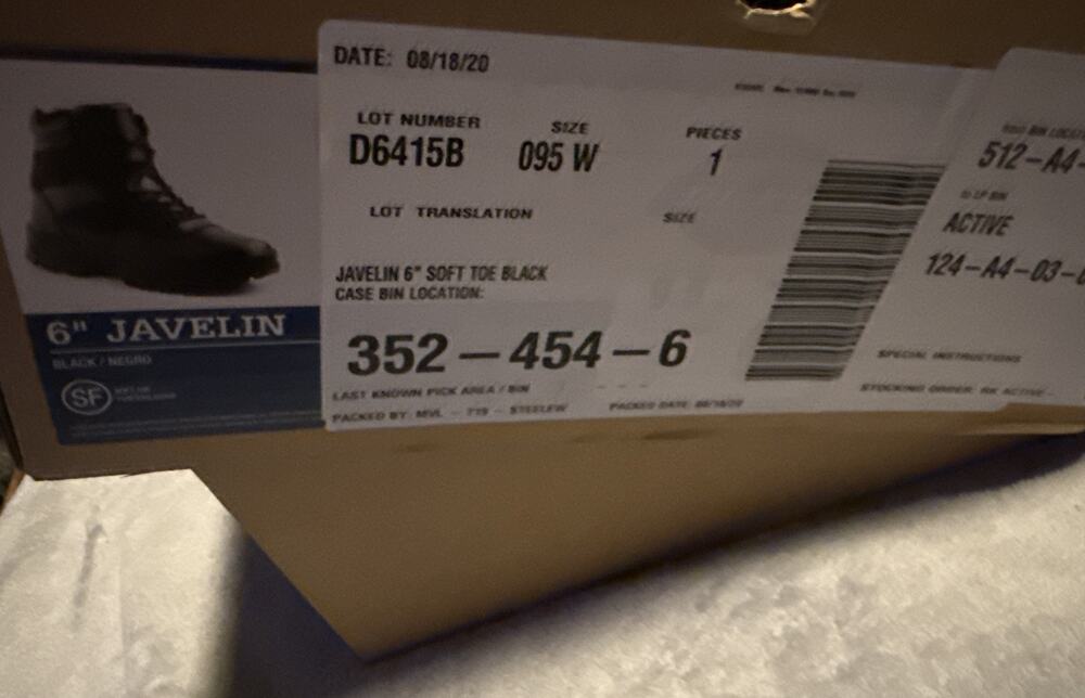 Dickies Javelin 6" Tactical Boots DW6415 Lot D6415B Black Men's 9.5 W New In Box